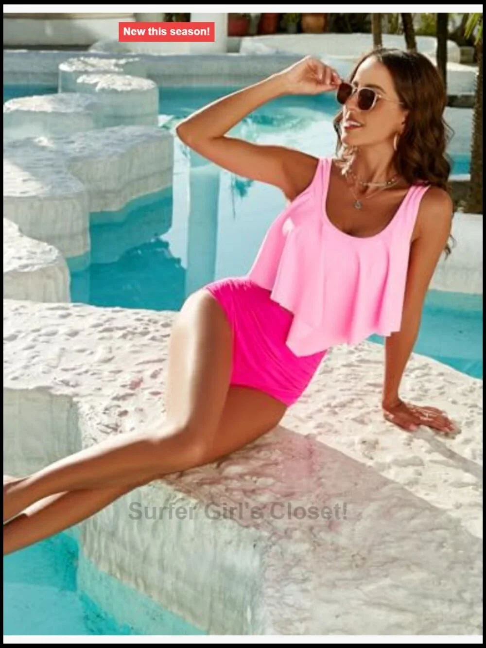 Plus Size Tankini Set with Tummy Control High Waisted Bikini Top & Bottom
